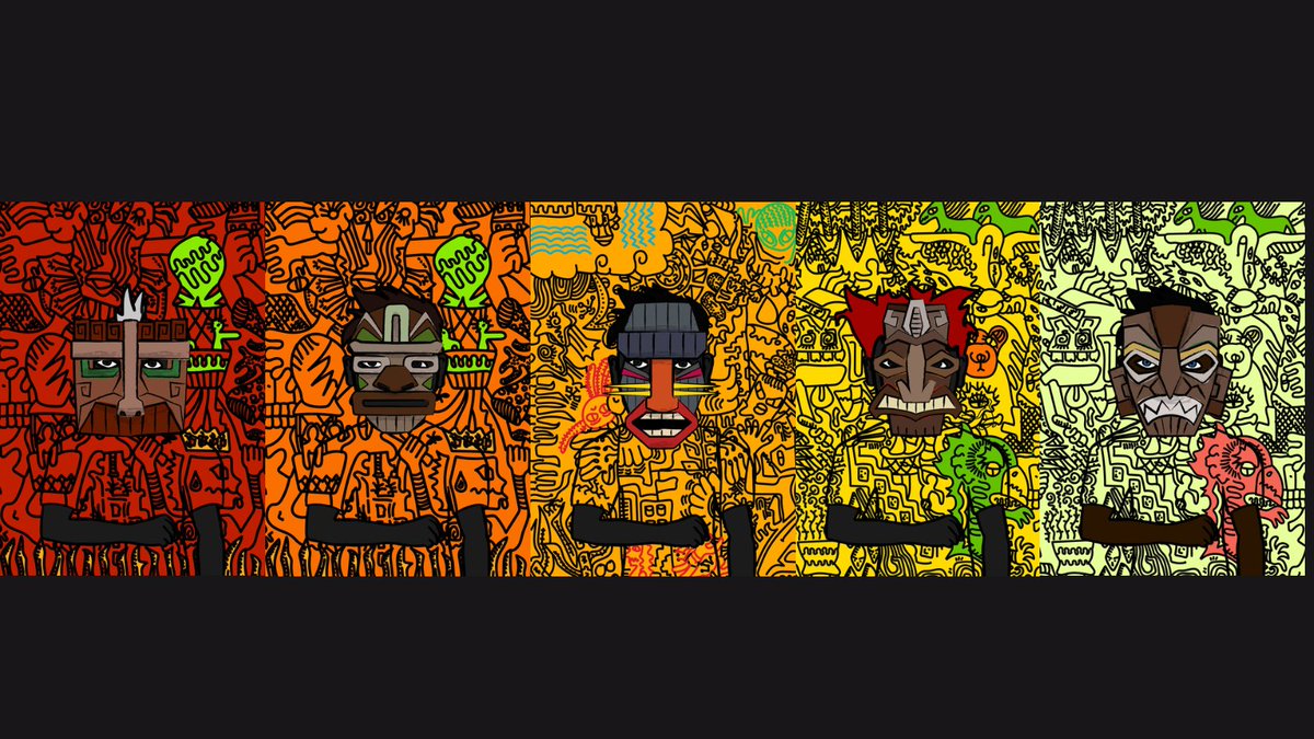 TheHashmasks's tweet photo. Hashmasks- One of each of the Hawaiian masks:
Wind, Fire, War, Sky, Sea
Owned (and available at floor price) by @NFTX_ https://t.co/h9Ho0BXaMH