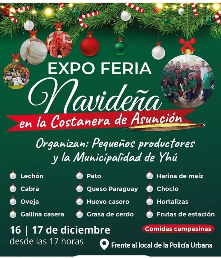 IndertPy's tweet photo. Los más sanos y naturales productos para la mesa navideña, a los mejores precios, desde las 17:00, hoy, en la Costanera de Asunción!
#GobiernoDelParaguay
@SantiPenap @AllianaPedro @frarui1 @AsuncionMuni @ParaguayTVHD @IPParaguay @SomosGEN @ABCDigital @npyoficial @canalpropy https://t.co/QOqy73uscg