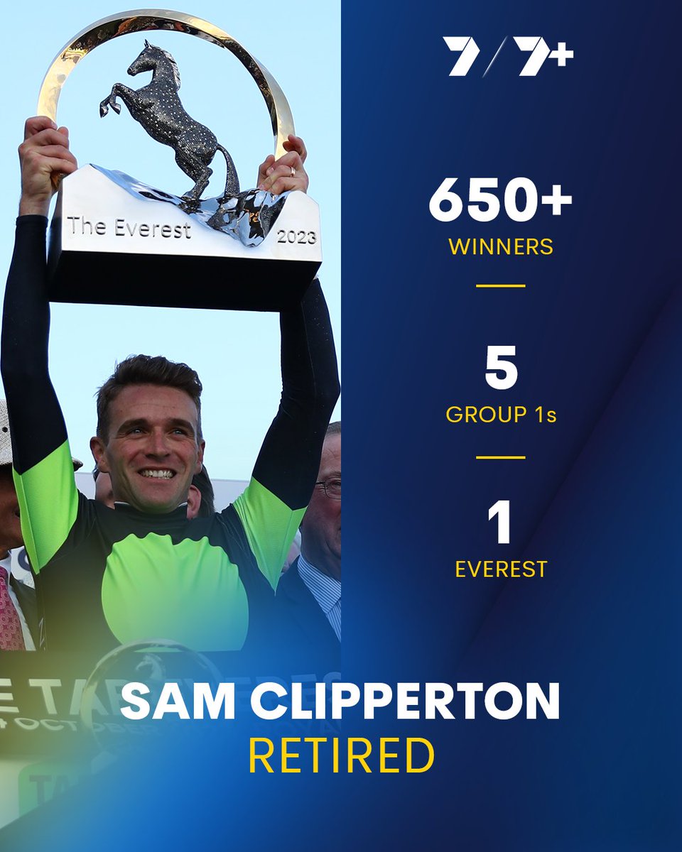 7HorseRacing 🐎 (@7horseracing) on Twitter photo Sam Clipperton has officially announced his retirement from the saddle. 👏
The five-time Group 1-winning jockey’s biggest win came just over a year ago, winning last year’s Everest aboard Think About It. 💚🖤
<a href="/racing_nsw/">Racing NSW</a> Sam Clipperton has officially announced his retirement from the saddle. 👏
The five-time Group 1-winning jockey’s biggest win came just over a year ago, winning last year’s Everest aboard Think About It. 💚🖤
<a href="/racing_nsw/">Racing NSW</a>