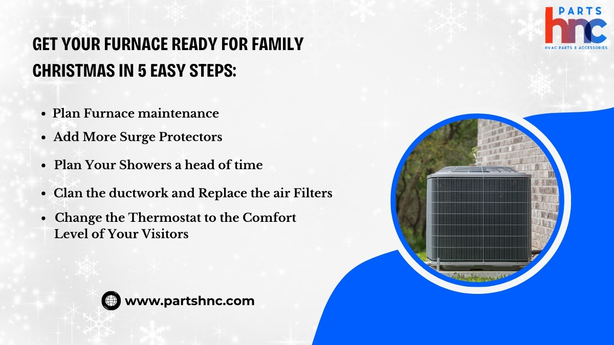 PartsHnC's tweet image. Keep your home warm and cozy this Christmas! Follow our 5 easy steps to prep your furnace for the festive season. Ensure comfort for your family gatherings with a trouble-free heating system! Shop Now bit.ly/3Dj6XbM

#FurnaceTips #HolidayReady #WarmChristmas #PartsHnC