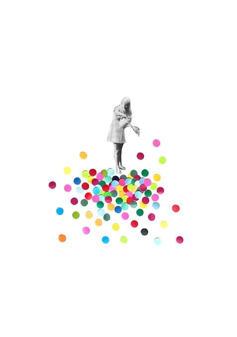 ----------- Kunst-Print Let it grow
Prachtige print van een originele handgemaakte collage met kleurrijke confetti. Foto's werden gebruikt van antieke boeken/foto's. Gedrukt op een fine-art canvas, zuurvrij papier (230 gram). Kunstenaar Hagar Vardimon —-> studiodewinkel.nl
