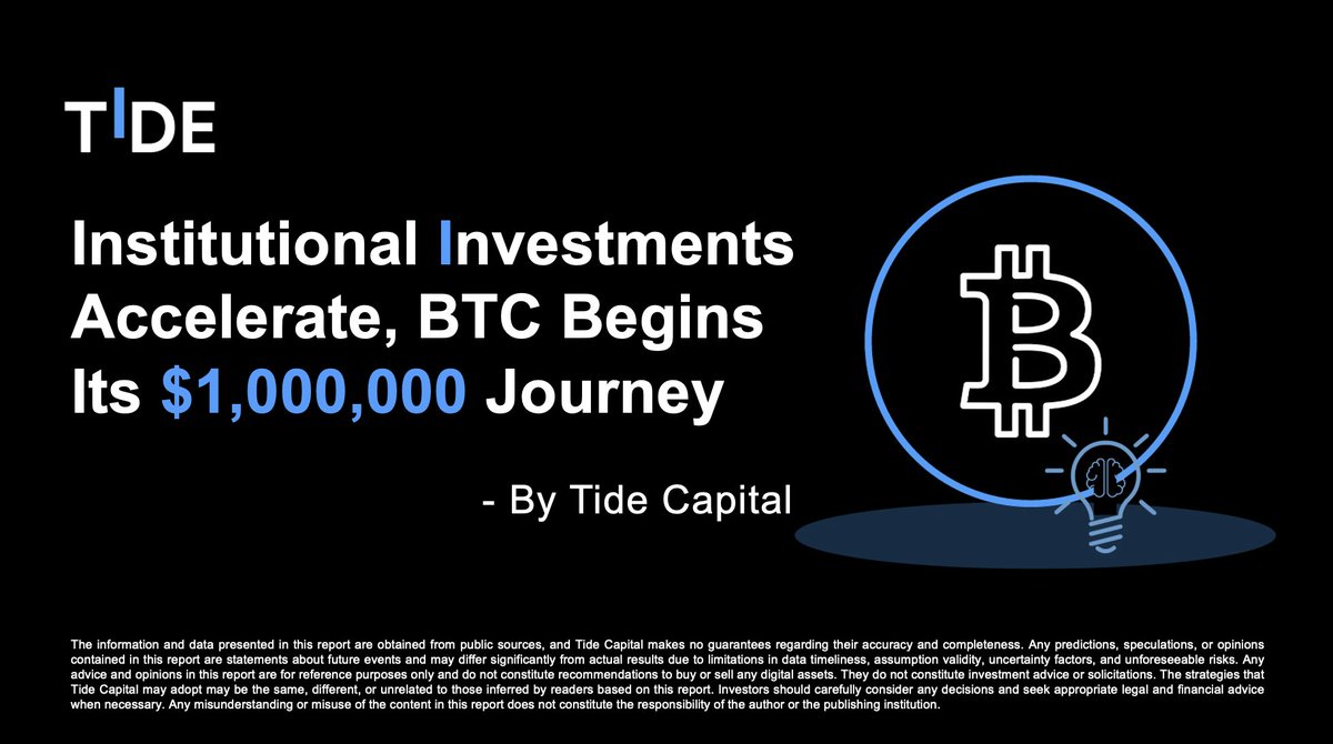 With institutional investors accelerating their allocations, BTC is on a new journey toward $1,000,000.

Read our latest research here: tidecap.medium.com/tide-capital-i…