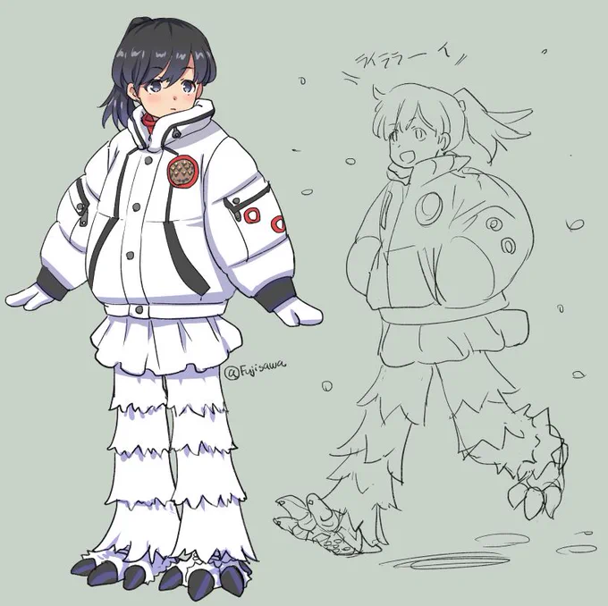 らくがき 冬のライチョウっぽいの 
