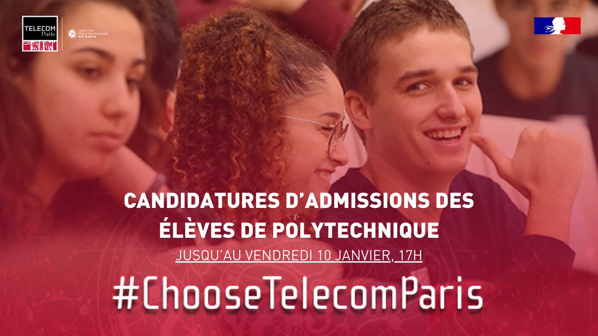 🎓 Double Diplôme pour les élèves de <a href="/Polytechnique/">École polytechnique</a> : candidatez avant le vendredi 10 janvier 2025 ! 
👉 Modalités et inscription : ow.ly/Njjw50UkFlH
📧Pour toute question, contactez-nous à : admissions@telecom-paris.fr.