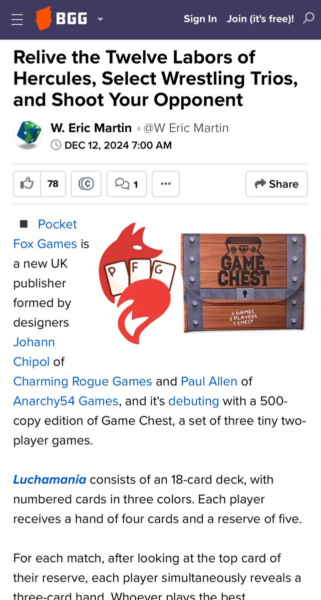 In just 1 week, we’ve shipped orders across the UK, Germany, and the US—all thanks to you! We’ve even been featured on <a href="/BoardGameGeek/">BoardGameGeek</a> 
Grab your copy now at pocketfoxgames.co.uk!

#PocketFoxGames #TheGameChest #TabletopGaming
#BoardGameCommunity #PortableGames