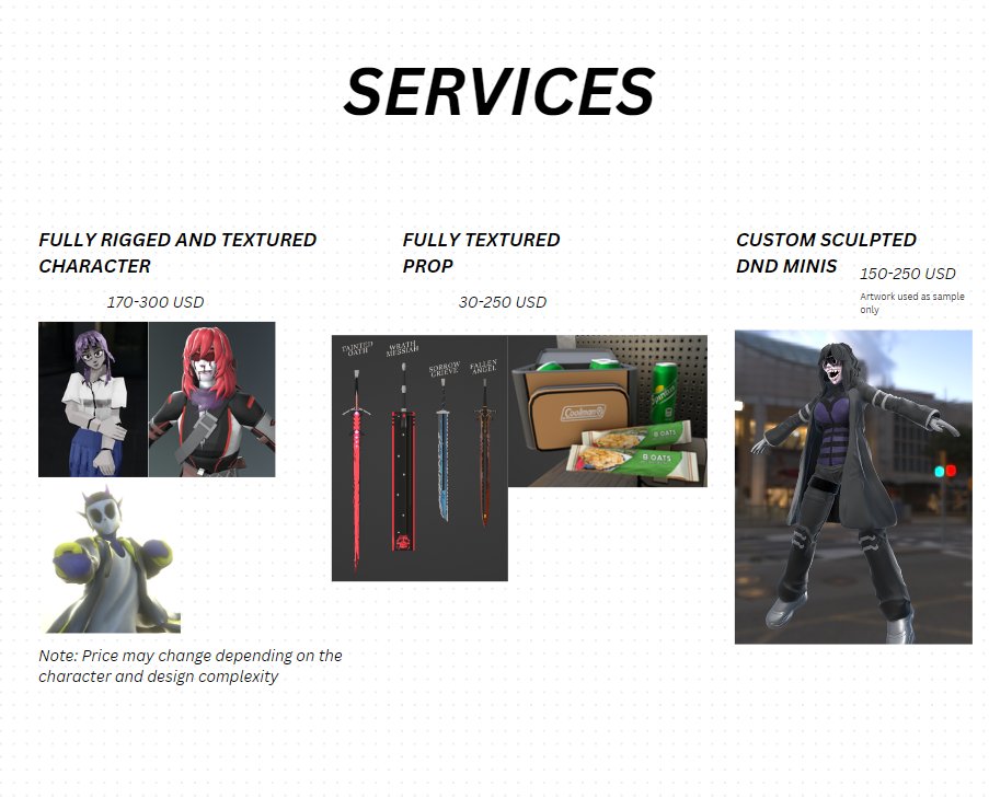 coolguychillin's tweet photo. Now officially opening 3D commissions. Below are the attached pictures for my work examples and my roughly estimated rates :DDD

If ever you're interested just shoot me a dm!

#blendercommission #artph #3Dcommission #blender #b3d #sketchtosculpt https://t.co/QvvKrGNcTg