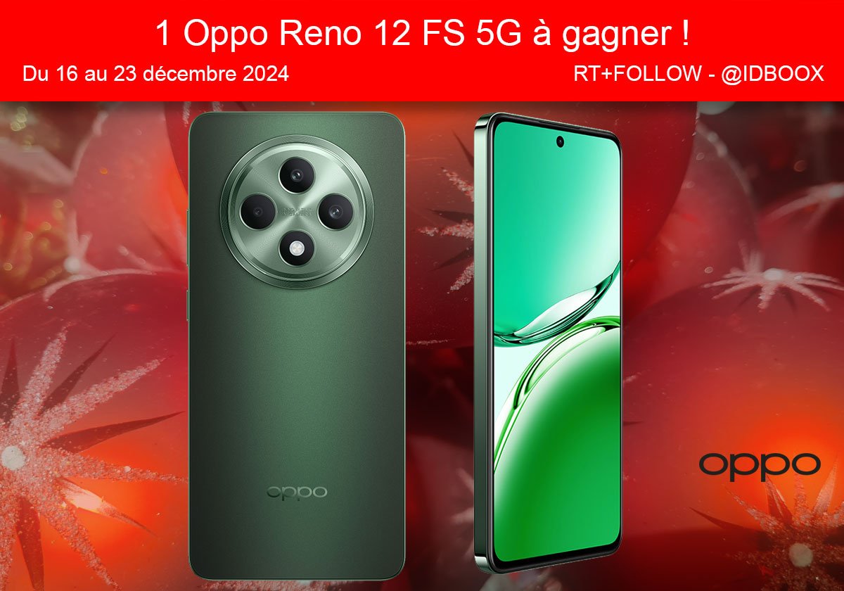 IDBOOX's tweet photo. 😍😍😍 1 splendide smartphone Oppo Reno 12 FS 5G  512GO à gagner pour ce #CONCOURS  !
🧑‍🎄RT+FOLLOW  @IDBOOX 
🎄Remplissez le formulaire 👉 https://t.co/MLYN027eT0
✨⭐️Utilisez #NoelIDBOOX pour ce #JeuConcours https://t.co/3iTJFjUV7a