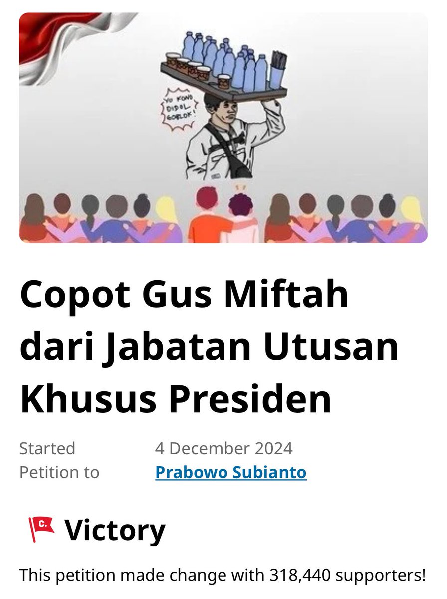 barengwarga's tweet photo. Petisi copot miftah 318,000 partisipasi
Petisi tolak PPN12% 18,900 partisipasi

Kita coba lagi yuk? Kerusakan dari kenaikan PPN ke 12% damange lebih besar dari miftah utusan khusus presiden.

Tanda tangan disini: https://t.co/9kSOyuR50q 

#PajakMencekik https://t.co/N33jsX9hL1
