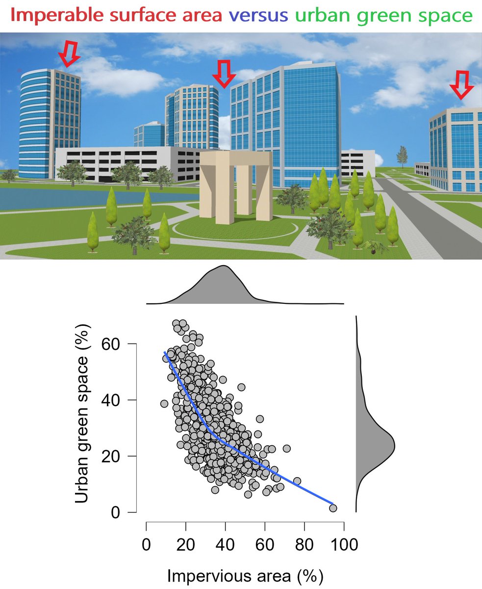 WiktorHalecki's tweet photo. In 905 cities across Europe, impervious and impermeable areas, which typically cover more than 50%, are analyzed in relation to urban green spaces, which usually constitute less than 40%. https://t.co/9y46i4AvsU