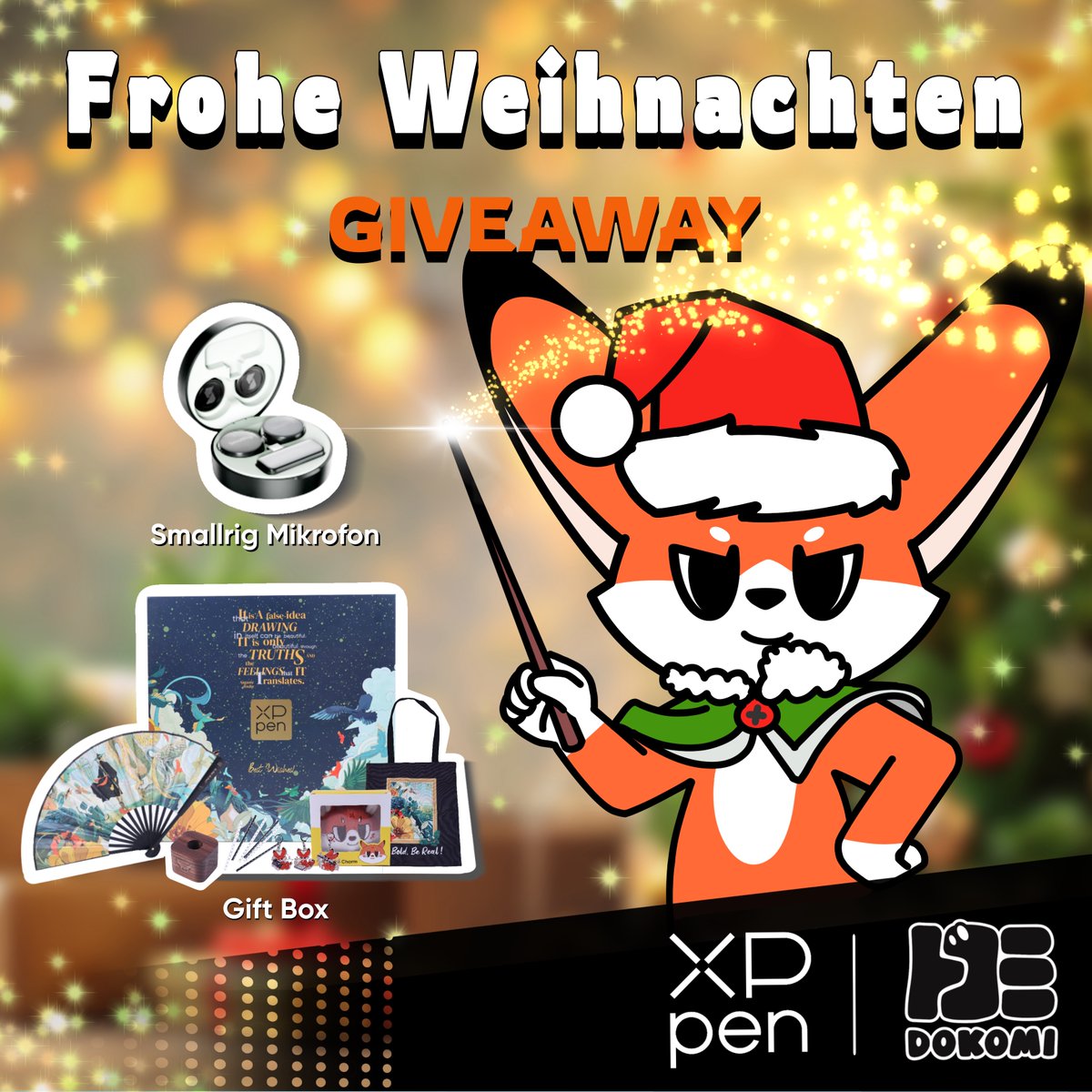 DoKomi's tweet photo. 🎉✨ Merry Christmas Giveaway😻🍀

Chrismas is just around the corner! To sweeten the last waiting time, our partner @XPPen_de has a fantastic giveaway for you!

🎁What to win:
1x XPPen Gift Box; 1x Smallrig Microphone

P.S.: XPPen is co-branding with Smallrig: https://t.co/XRuOJiAtYk

How to join:
👉 follow @XPPen_de and @dokomi_expo
❤ Like & Retweet the post
💬 Tag a friend and comment which you would like to win.

Deadline&Announcement: 2024.12.27 at 8:00 p.m
@XPPen_de will then contact him/her or her for delivery infos.

Good luck & have fun! 🍀
The delivery address should be in EU&UK.