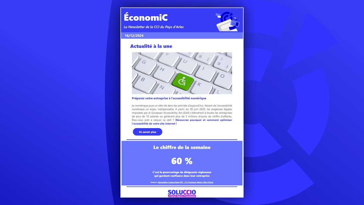 CCIPAYSARLES's tweet photo. 🗞 La #Newsletter de votre @ccipaysarles est dispo !  📨https://t.co/EuRqL8PN3B
✅ https://t.co/C6nxsh6u5E

#LundiMotivation #Actu #ChiffreDeLaSemaine #Soluccio #CCIFormation #Agenda #HôtelDEntreprises

@congres_arles @cci_paca https://t.co/jqAsssI5jY