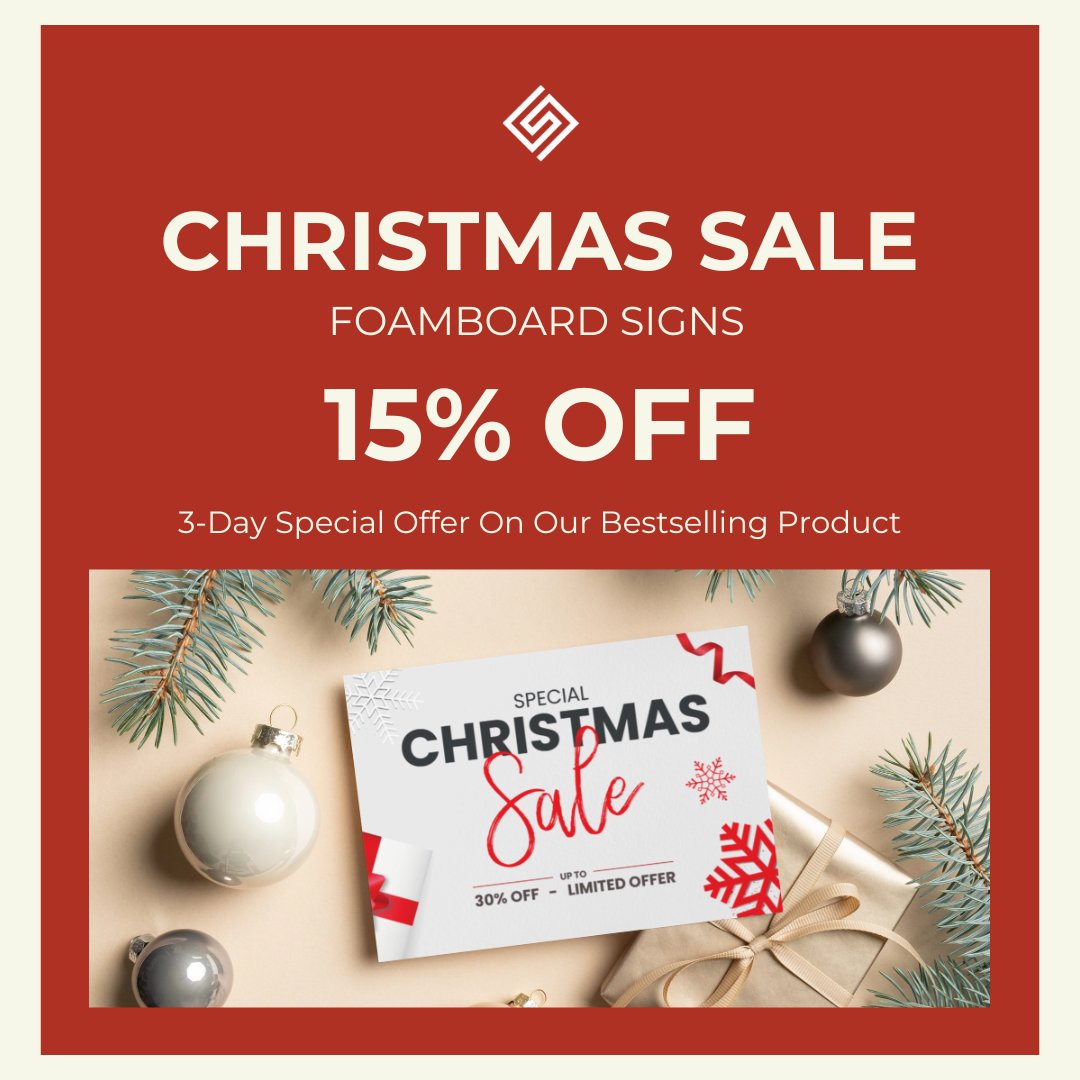 🎄 On the 7th day of Christmas, your true partner gave to you… 🎶

🎁 15% OFF Foamboard Signs – versatile signs for decor or promotions!

🛒 Valid Dec 18–21 – grab yours! squaresigns.com/product/foambo…
#12DaysOfChristmas #FoamboardSigns #SeasonalSavings