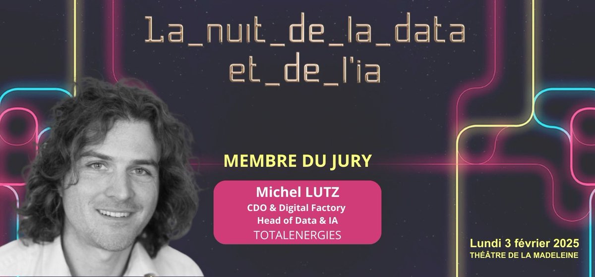 Pour la troisième année consécutive, j’ai le plaisir de faire partie du jury de la Nuit de la Data &amp; de l’IA 2025 - Les Awards seront décernés le 3 février au Théâtre de la Madeleine, lors d'un soirée qui s'annonce spectaculaire 🎉