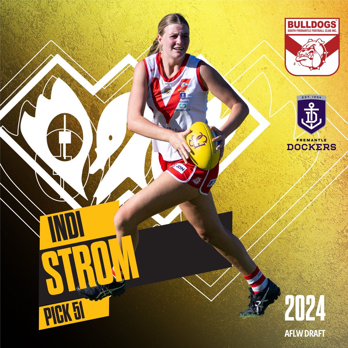 South Fremantle's Indi Strom has been selected with Pick 51 by Fremantle #AFLWDraft