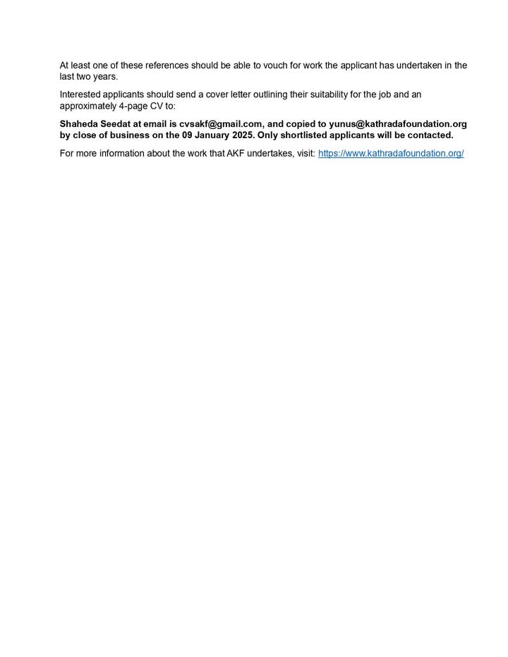 CarolBoitumelo1's tweet photo. An Administrator is needed at Ahmed Kathrada Foundation (AKF) 

Closing Date 09 January 2025
Email your CV to cvsakf@gmail.com

Refer to pictures https://t.co/5stlhODq0R