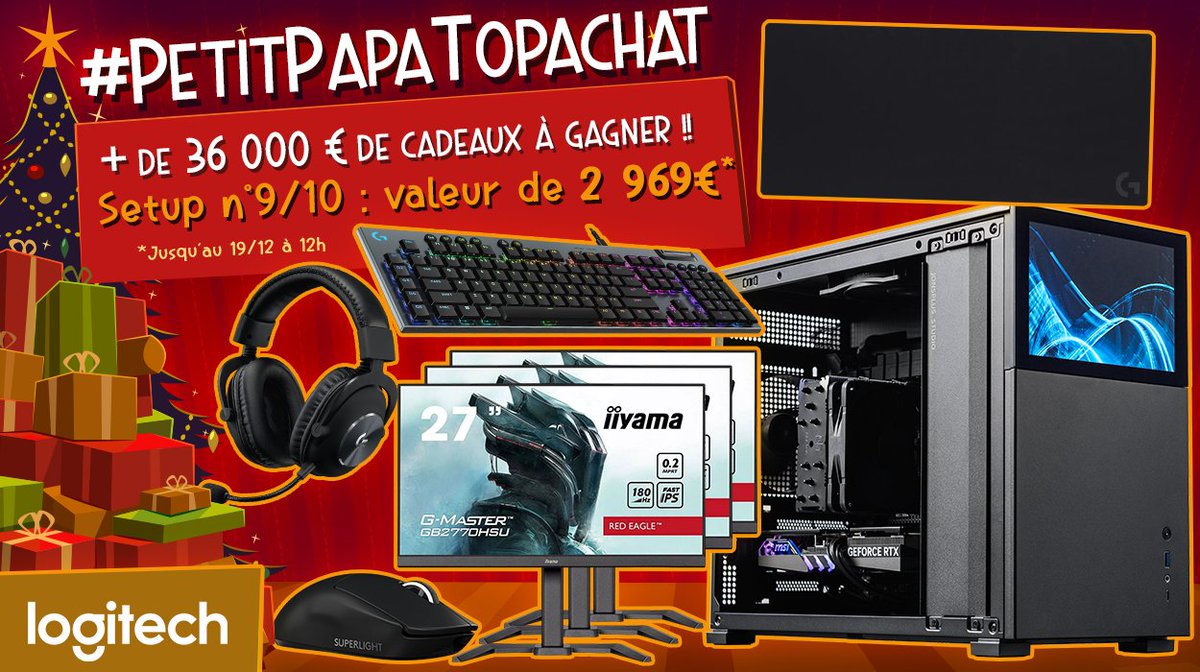 🎁 #26AnsTopAchat (@topachat) on Twitter photo Concours 🎁 Petit Papa TopAchat🎄
🔥 + de 36 000 € de cadeaux à gagner !
Place au #Setup9 de 2969 € !
Pour participer
☑ #RT ce tweet
☑ Follow <a href="/TopAchat/">🎁 #26AnsTopAchat</a>
☑ Commente avec #PetitPapaTopAchat
Participe aussi ici⬇️
topachat.com/p/content/conc…
🍀 TAS le 19/12 à 12h Concours 🎁 Petit Papa TopAchat🎄
🔥 + de 36 000 € de cadeaux à gagner !
Place au #Setup9 de 2969 € !
Pour participer
☑ #RT ce tweet
☑ Follow <a href="/TopAchat/">🎁 #26AnsTopAchat</a>
☑ Commente avec #PetitPapaTopAchat
Participe aussi ici⬇️
topachat.com/p/content/conc…
🍀 TAS le 19/12 à 12h