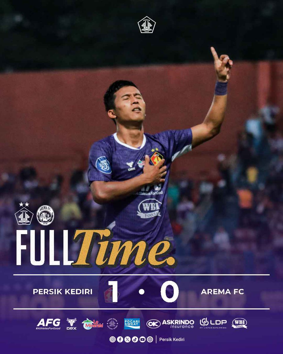 persikfckediri's tweet photo. 𝐌𝐀𝐓𝐂𝐇𝐃𝐀𝐘 𝟏𝟓 !

More 3 points at Brawijaya ! 💜🔥

Full Time
Persik Kediri 1-0 Arema FC

⚽️ M. Khanafi

𝑪𝒐𝒎𝒆 𝑶𝒏 𝑺𝒂𝒓𝒅𝒖𝒍𝒂 𝑺𝒆𝒕𝒂 !
__
#Djajati
#PersikKediri
#KlubnyaKitaSemua https://t.co/KqueSYsaBd