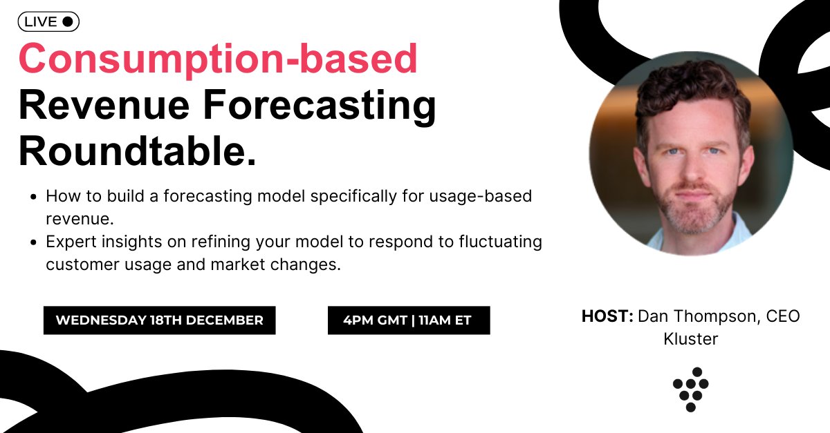 Roundtable: Consumption-based Revenue Forecasting
Register here: eu1.hubs.ly/H0fjYGM0

Join your peers and discuss how to create accurate usage-based forecasts that help you achieve predictable growth for your unique business patterns.