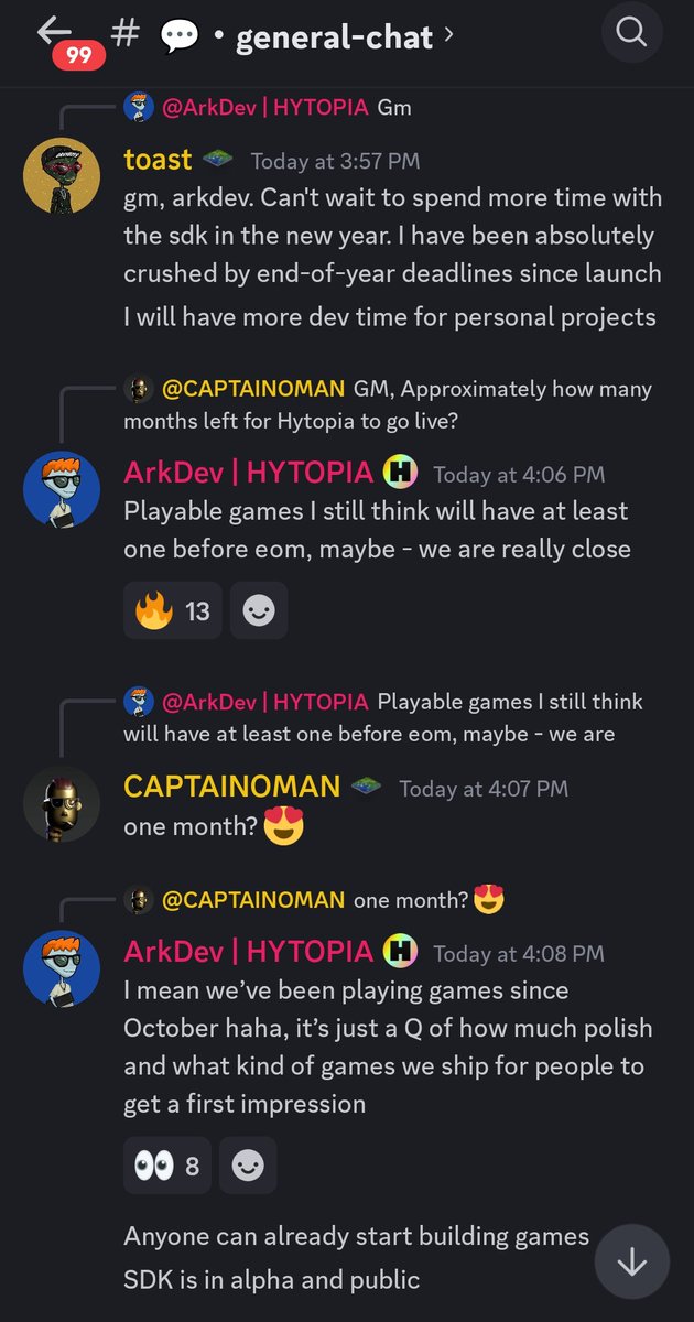 ausxentha's tweet photo. @iamarkdev is hopeful of having a game released by eom.
This is very good news for @hytopia ,  meaning they will definitely have a working product to showcase during the gaming bullrun in 2025. https://t.co/oY9OyTWtxp