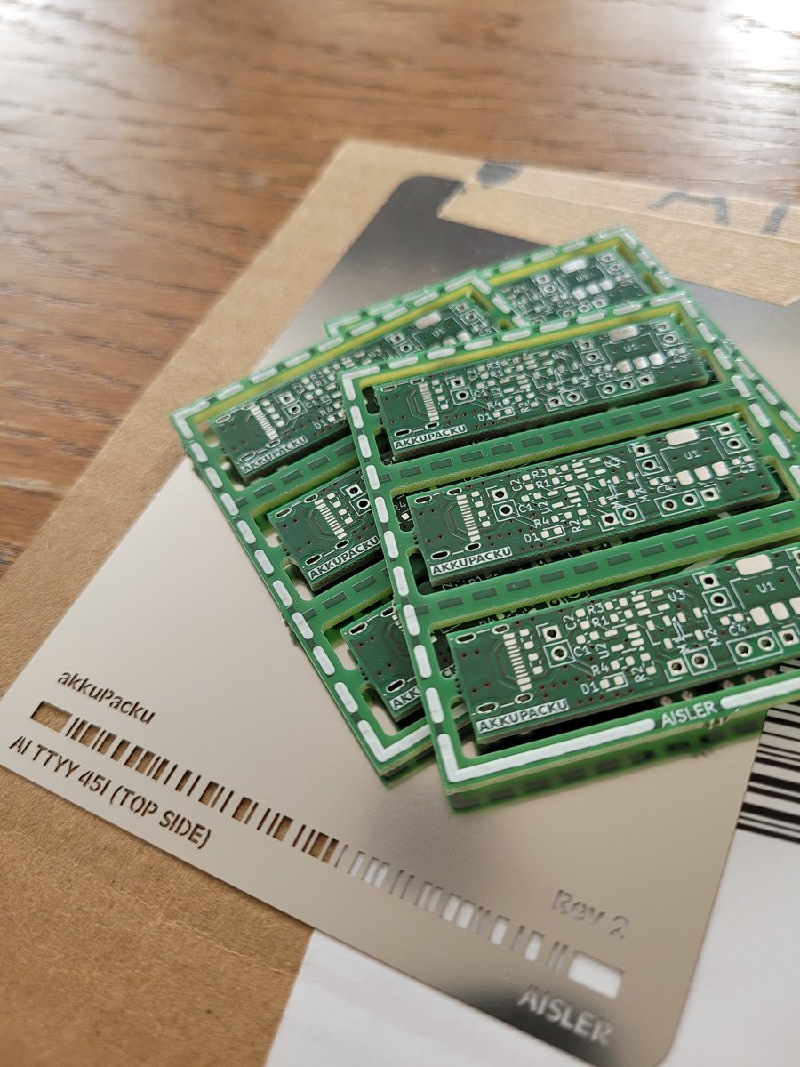 New <a href="/AislerHQ/">AISLER</a> pcbs just arrived! Budget option this time. Akkupacku is a board you directly connect to bare lipo cells to add cell protection , usb -c charging and a regulated 3v3 output. Will br handy for many <a href="/E14Community/">element14 Community</a>  projects.