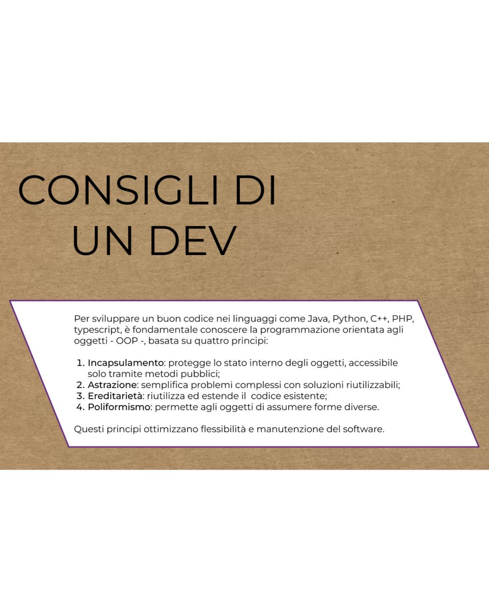 synbrAIn's tweet photo. Il codice non è solo istruzioni, è filosofia🧩

Dietro ogni software flessibile e scalabile, ci sono 4 pilastri, scoprili nella casella numero 9

#synbrAIn #AI https://t.co/IAGxWBNteV