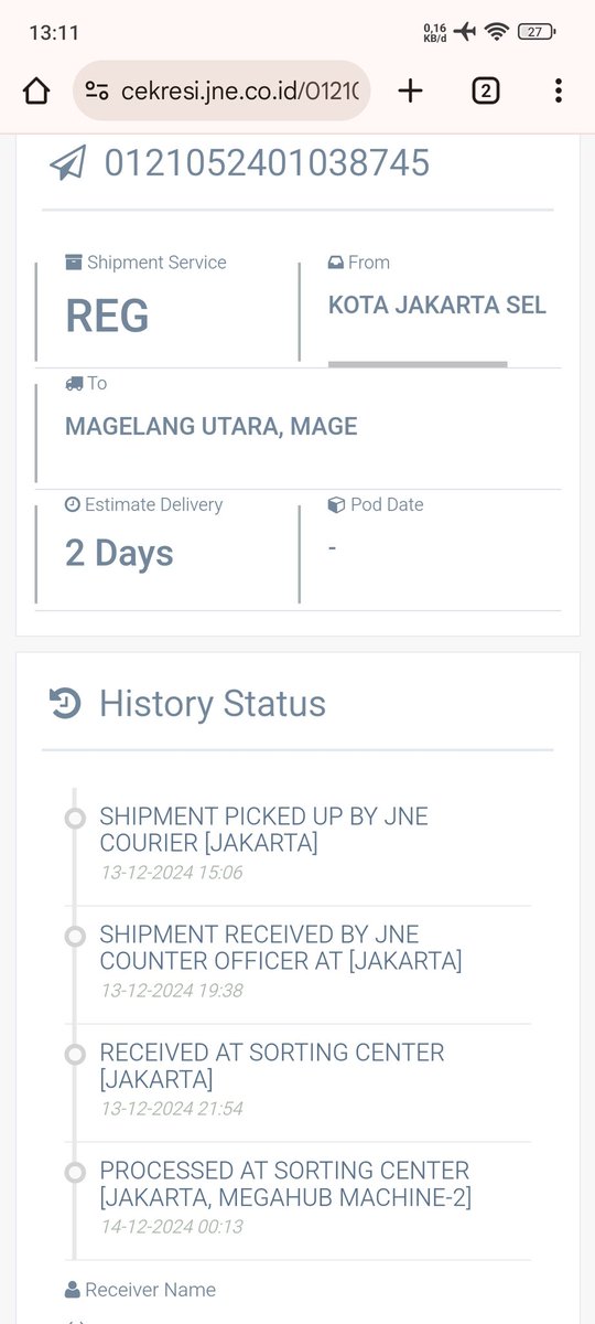 Ndhog_08's tweet photo. @JNECare halo ini gimana ya paket saya kok stuck di 1 tempat. Ini paket saya hilang atau bagaimana ya? 
Resi 0121052401038745 https://t.co/M9MtlMzKj5