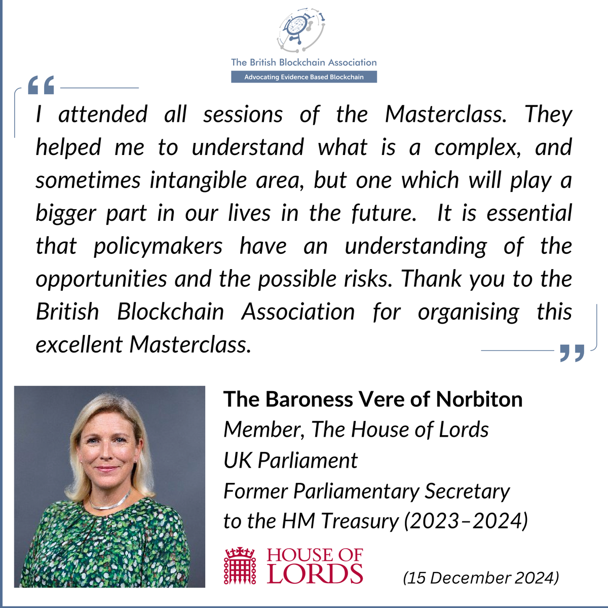 📍We are delighted to share that the BBA recently organised the “Blockchain  & Crypto for Policymakers Masterclass” Series 🏛️ with delegates from both  the @HouseofCommons and the @UKHouseofLords participating. The sessions have