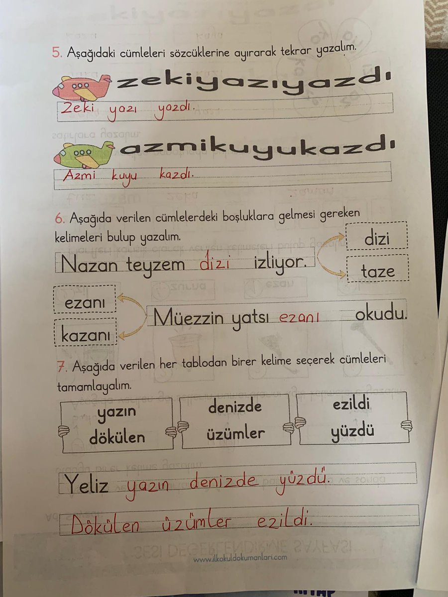 İlkokul birinci sınıf öğrencinin Z harfi değerlendirme çalışması... 6 yaşindaki bir çocuktan müezzin yatsı ezanı okudu diye boşluğu doldurması bekleniyor. Bu mu yeni maarif modeli?