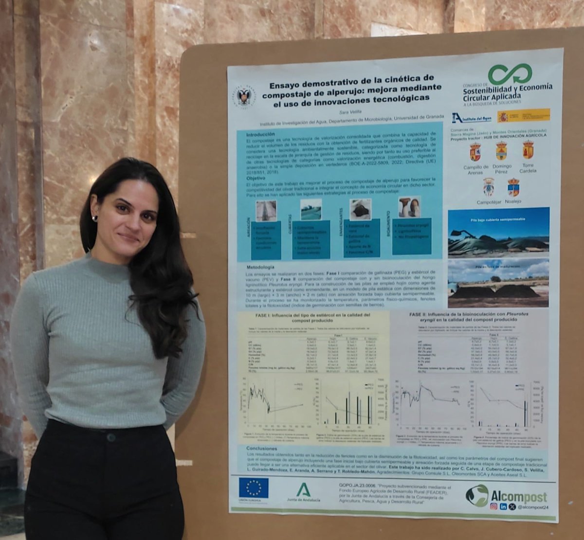 alcompost24's tweet photo. ¡El proyecto ALCOMPOST sigue divulgando la importancia del compostaje del alperujo!🫒
Nuestra investigadora Sara Velilla presentó un póster del proyecto en el Congreso de Sostenibilidad y Economía Circular Aplicada celebrado en Madrid los días 11 y 12 de diciembre. @PTISosEcoCir https://t.co/osaTMo1TNg