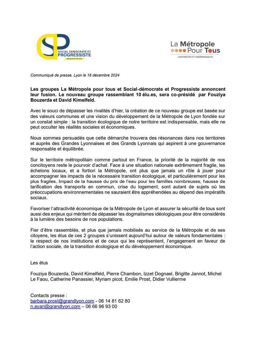 La politique n'est pas morte, elle se meurt du manque de consensus.
Nous prenons nos responsabilités pour dépasser les clivages, impulser un renouveau, unir toutes les bonnes volontés, nos groupes fusionnent pour une alternative constructive, dans l'intérêt des métropolitains.