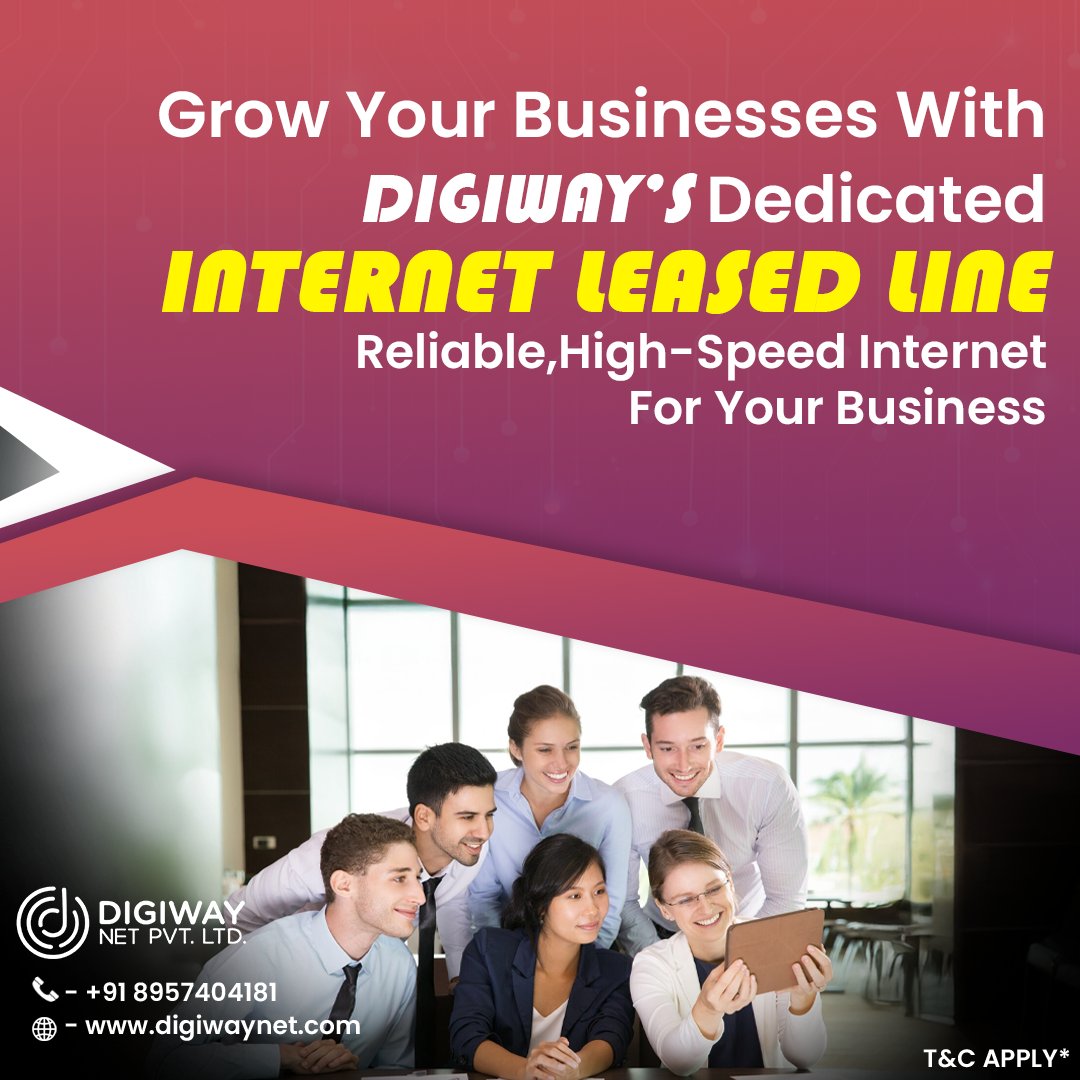 Digiway_Net's tweet photo. Your business doesn't stop. Neither should your internet. Boost your business productivity with Digiway’s future-proof, high-speed leased line.
Enquire for plans on - +91 89574 04181
#digiway #internetleasedlineservice #business #BusinessSolutions #kanpur #prayagraj #internet https://t.co/5qoodsD5dk