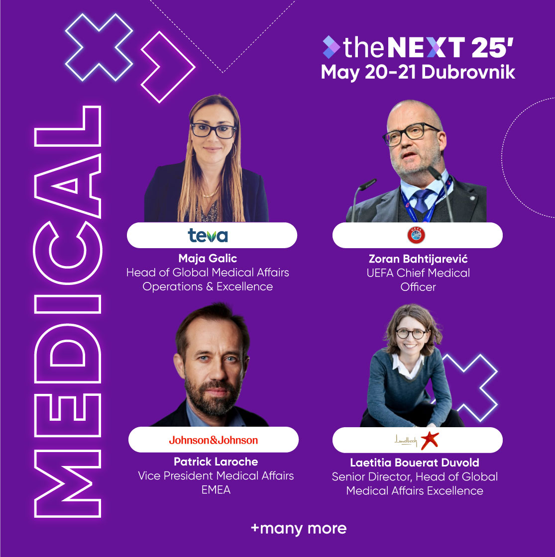 &gt;NEXT 25' Dubrovnik – Meet our MEDICAL speakers PART 2! 🚨&gt;

🟣 Maja Galic from Teva Pharmaceuticals!
🟣 Zoran Bahtijarević from UEFA!
🟣 Patrick Laroche from Johnson &amp; Johnson!
🟣 Laetitia Bouerat Duvold from Lundbeck!

👉 nextpharmasummit.com/Dubrovnik/tick…

#NEXT25Dubrovnik