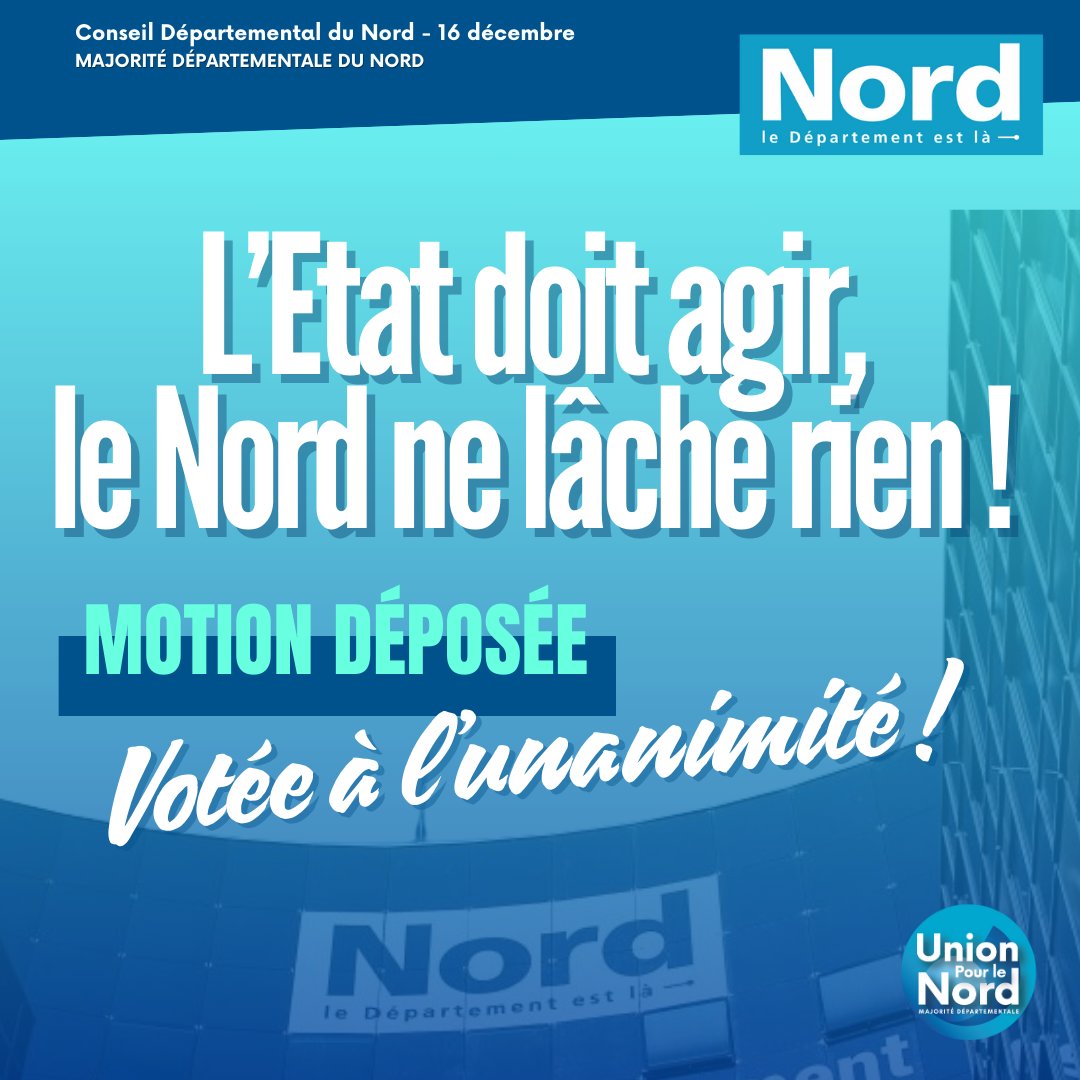 🚨 LES CONSEILLERS DÉPARTEMENTAUX DU NORD TIRENT LA SONETTE D'ALARME.

✅ L'adoption de la motion relative au projet de Loi de Finances pour 2025 est l'occasion pour le <a href="/departement59/">Département du Nord</a> de rappeler à l’État le risque de catastrophe budgétaire annoncé. #CD59 1/2