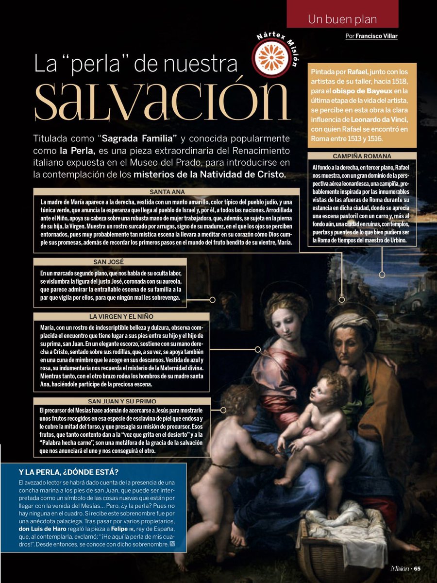 Introducirse en el misterio de la navidad con la “perla” de nuestra salvación.

Nártex presenta en el último número de la revista misión un análisis de la obra “Sagrada Familia” de Rafael.

Os animamos a conocer esto y más en los siguientes números de la <a href="/RevistaMision/">Revista Misión</a> 

#nartex