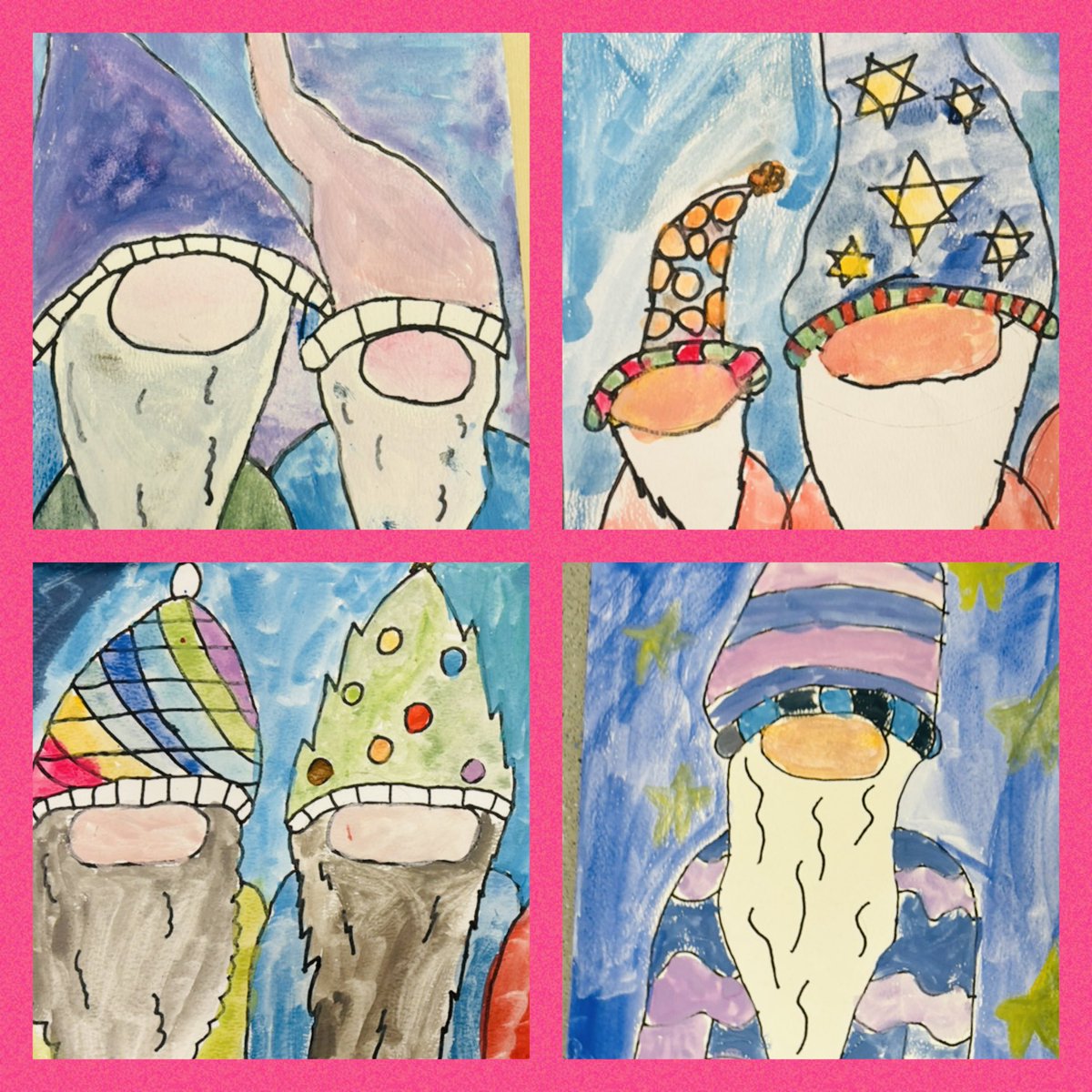 art4creativity1's tweet photo. After School Club at Southridge First KS2: We’ve created all sorts this term…we painted Gingerbread houses, drew snowboarding penguins, festive gonks and more! Wishing all my ART4 artists &amp; their families a wonderful Christmas and a Happy New Year! https://t.co/X2DvXiFciM