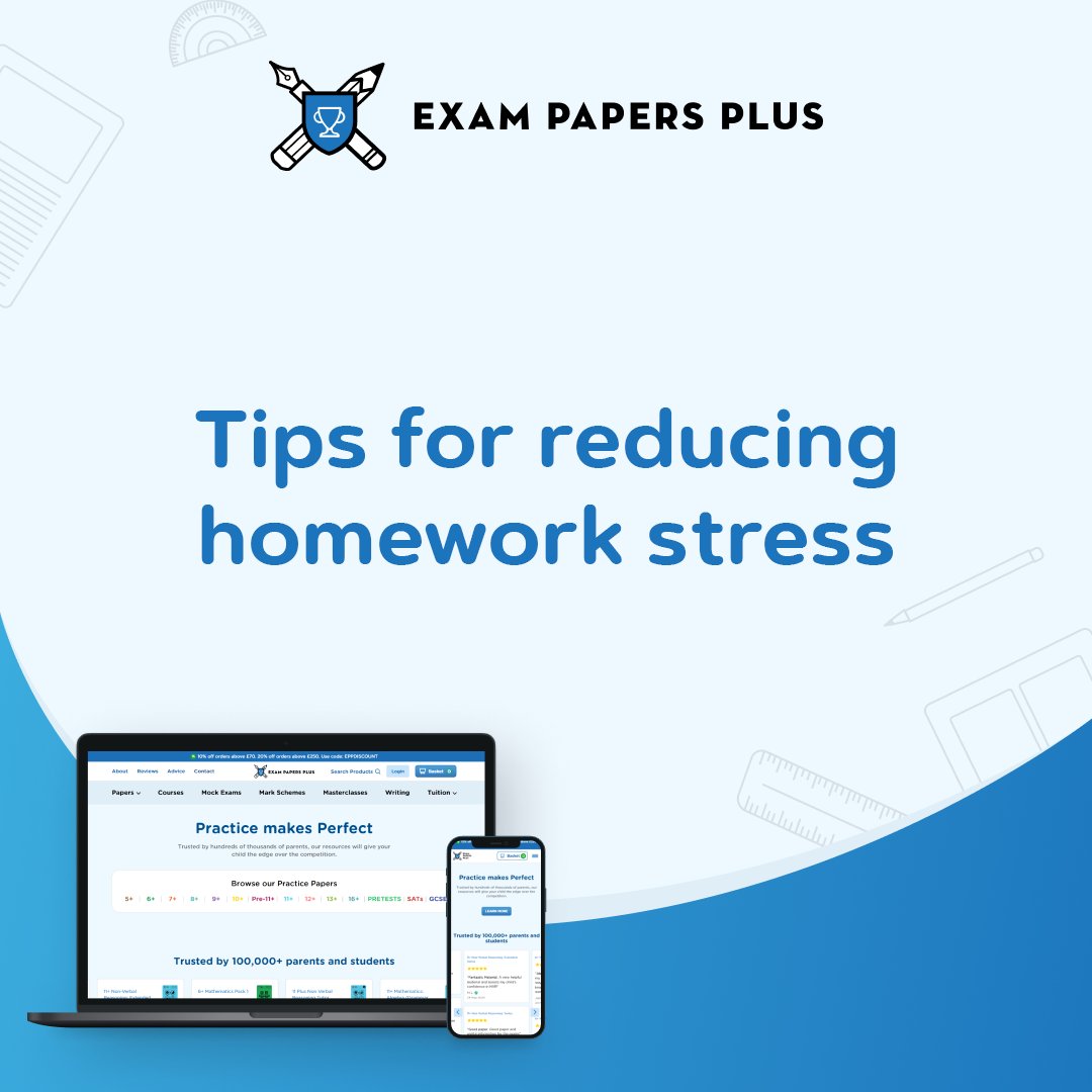 ExamPapersPlus's tweet photo. Top tips for reducing homework stress:

1. Break things down into smaller chunks

2. Create a designed workspace

3. Reduce distractions

4. Keep a schedule

5. Get extra support – whether that's practice papers and/or a tutor!

Find out more: https://t.co/fbqYX1TEWS https://t.co/wbICwj7udn