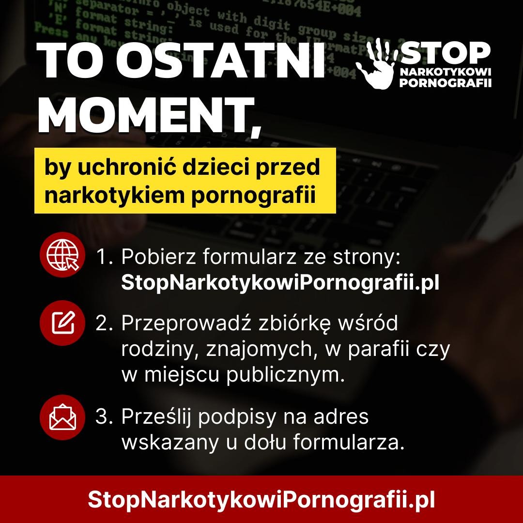 CentrumZycia's tweet photo. To ostatni moment na wysyłkę kart z podpisami pod obywatelską inicjatywą #StopNarkotykowiPorografii

Dziękujemy za Wasze wsparcie i zaangażowanie ❤️ Mamy głęboką nadzieję, że wkrótce prawo będzie skutecznie chronić dzieci przed pornografią w Internecie 💪

👉 https://t.co/LD2KDsR1Ak