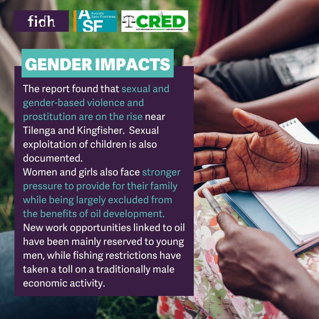 Our report on the new human rights impacts of #Kingfisher, #EACOP and #Tilenga oil projects in Uganda reveals an environment where sexual &amp; gender-based violence is on the rise.
Women face specific forms of vulnerability, exploitation &amp; economic exclusion.
uganda-oil.fidh.org