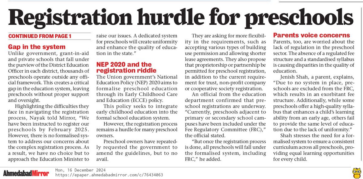 sonali_mistry6's tweet photo. Preschool system remains orphan: While government, grant-in-aid, and private primary, secondary, and higher secondary schools all have an established system, with the DEO's office overseeing them in each district, thousands of preschools remain orphan.#preschool #education https://t.co/Tz0X5mbdqZ