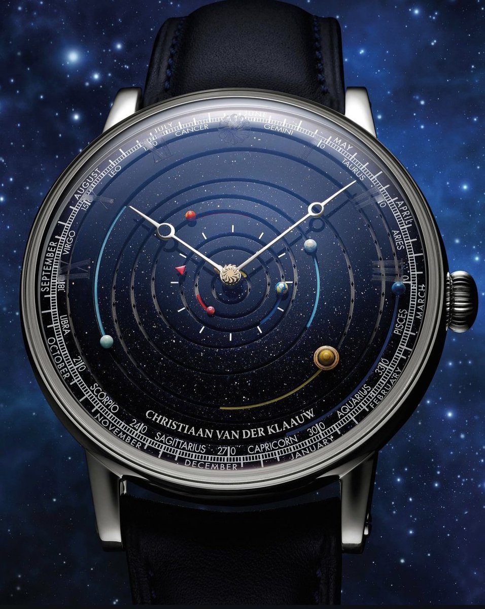 orologiepassion's tweet photo. Christiaan Van Der Klaauw celebra il 50° della sua maison con questo incredibile Grand Planetarium Eccentric Manufacture, che mostra in tempo reale le orbite degli 8 pianeti intorno al Sole 🌟🌟🌟🌟
#CVDK #astronomicalwatch #hautehorlogerie #16dicembre https://t.co/sWxurRiElH