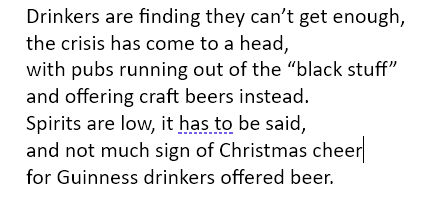 AnnaQuarendon's tweet photo. #Quangleverse #writing #words #poetry #Guiness #pubs #beer #alcohol #drinkers https://t.co/GYcGabXXun