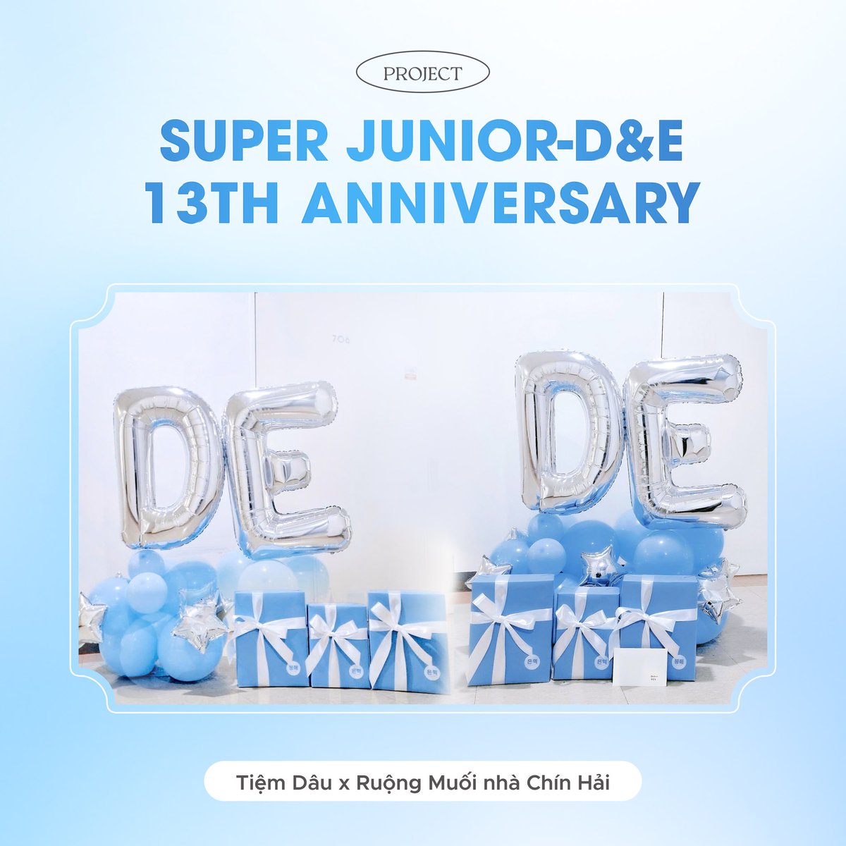tiemdau86's tweet photo. To celebrate 13 years of SUPER JUNIOR-D&amp;E, @rmn9h_dh &amp; @tiemdau86 sent congratulatory flowers and gifts to D&amp;E oppa 😘

We hope our CEOs will love it and see u in VietNam next weekend 💙

#슈퍼주니어DnE #SuperJuniorDnE #DONGHAE #동해 #EUNHYUK #은혁 https://t.co/tUk8GJ0B6R