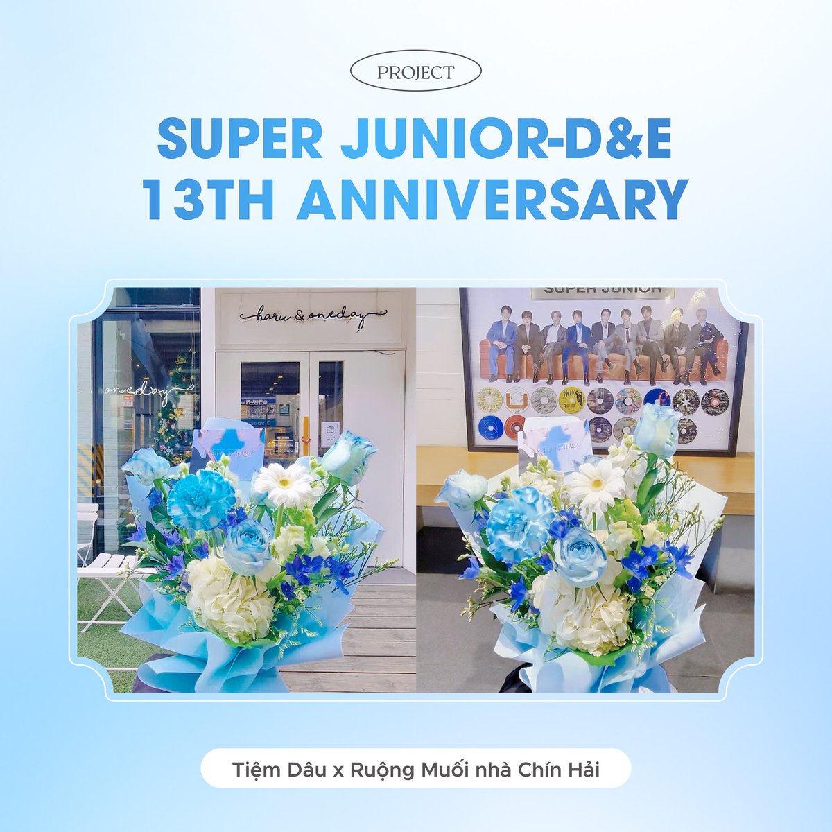 tiemdau86's tweet photo. To celebrate 13 years of SUPER JUNIOR-D&amp;E, @rmn9h_dh &amp; @tiemdau86 sent congratulatory flowers and gifts to D&amp;E oppa 😘

We hope our CEOs will love it and see u in VietNam next weekend 💙

#슈퍼주니어DnE #SuperJuniorDnE #DONGHAE #동해 #EUNHYUK #은혁 https://t.co/tUk8GJ0B6R