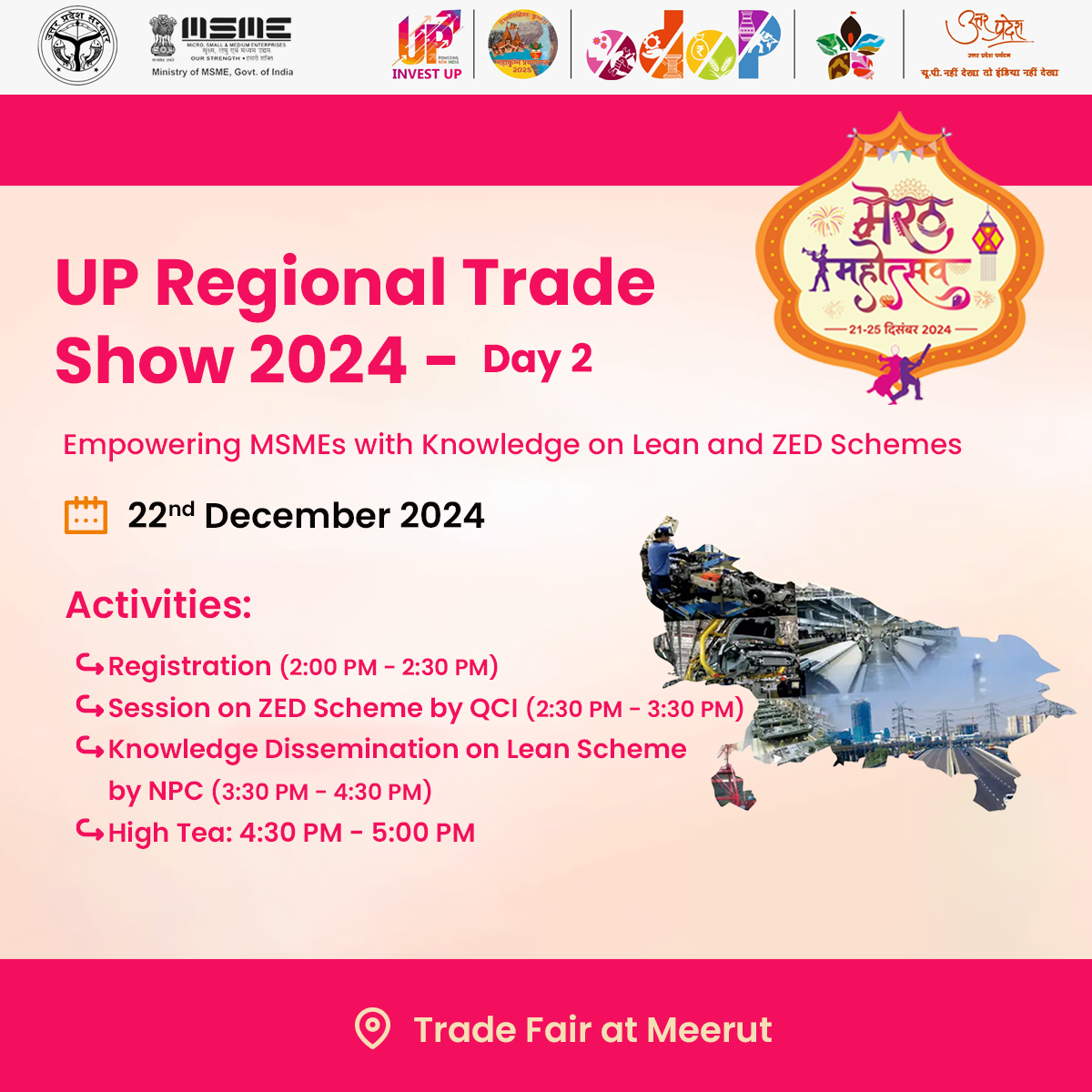 odop_uphdmc's tweet photo. ЁЯУв Join us at the UP Regional Trade Show 2024! A platform to empower MSMEs and promote export growth.
ЁЯУЕ21st - 25th December 2024
ЁЯУН Venue: Trade Fair, Meerut
#UPRegionalTradeShow #MSMEGrowth #ExportPromotionUP #MeerutMahotsav #MeerutAI2 #MSMEUP https://t.co/BhP2mMMCJb