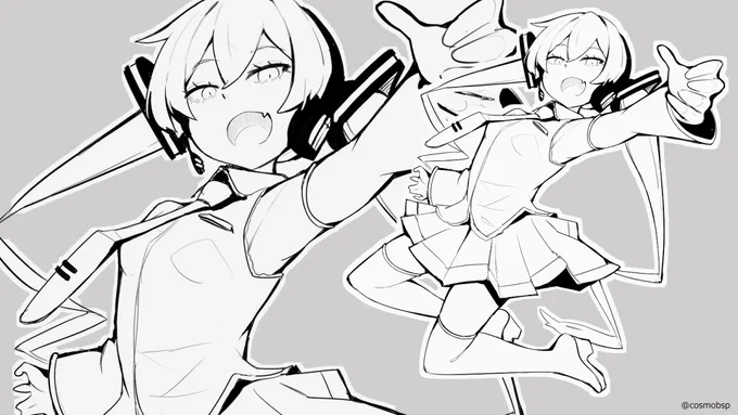 フォルダ整理してたら線画だけの書きかけのミクさんのイラスト出て来た。何に使う予定だったかは覚えてない 
