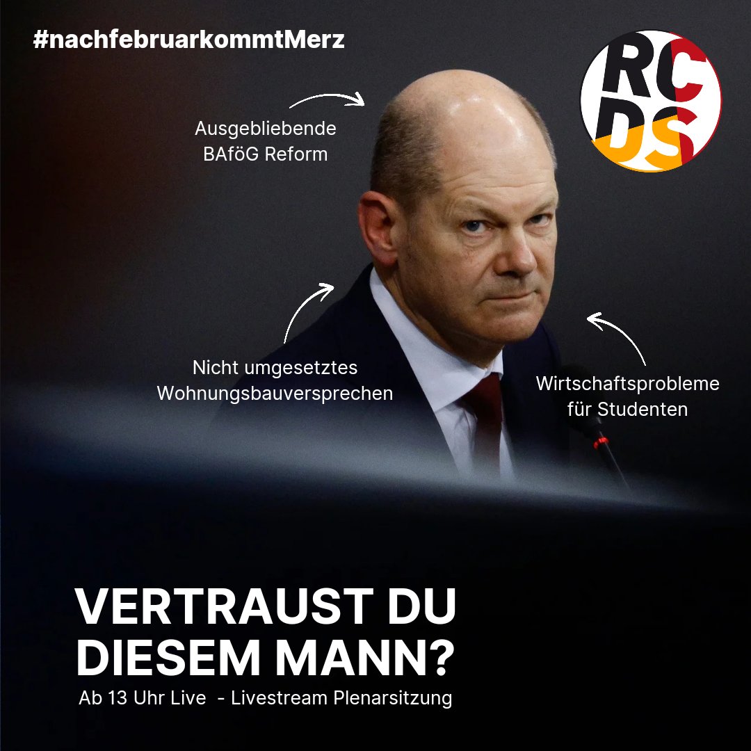 Gleich stellt Olaf Scholz die Vertrauensfrage! 
Wir drücken die Daumen, dass er es nicht vergisst! 🙏