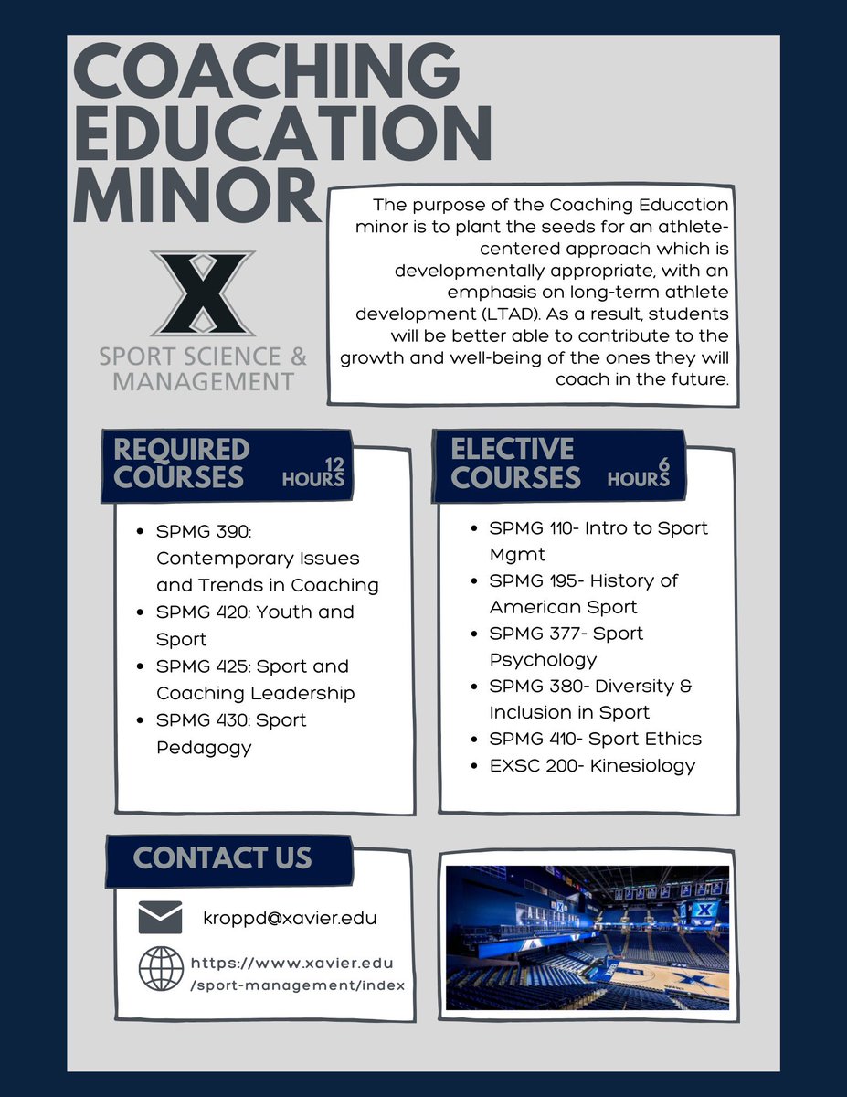 XUSportMgmt's tweet photo. Excited to launch our coaching minor!! https://t.co/tvhLuH9G5U