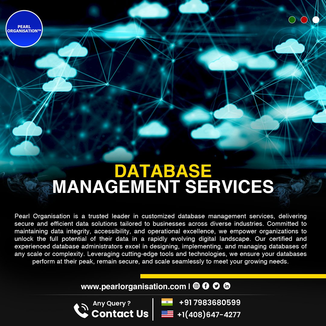 pearlorgs's tweet photo. Pearl Organisation is a leading provider of customized database management services, offering secure and efficient data solutions for businesses across various sectors. 
https://t.co/7Xwf36jCC9
#Pearl_Organisation #databasemanagementsystem #IT_Services #digitaltransformation https://t.co/Ve1QZLUZDs