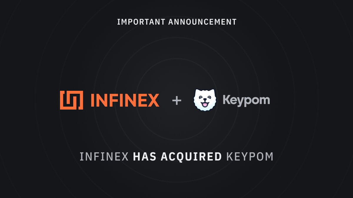 We're excited to announce our acquisition of <a href="/keypomxyz/">Keypom</a>, a leading provider within the <a href="/NEARProtocol/">NEAR Protocol</a> ecosystem of crypto onboarding, key management and user experience solutions 🥂

Infinex is ushering in the next phase of our industry, the "post-CEX era". More below ↓