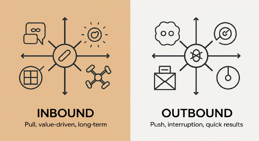 WhiteHatSEOUK's tweet photo. 🔄 Inbound vs Outbound:
Inbound: Pull, value-driven, long-term
Outbound: Push, interruption, quick results
Which fits your goals? Often, it's a mix of both! Know more here https://t.co/SBVWkPpIOS #InboundVsOutbound #MarketingBalance https://t.co/pJ7Wxw9ZXU